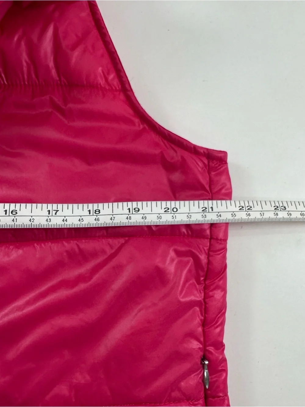 Bright Pink Quilted Hooded Puffer Vest with Orange Hood Lining